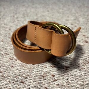 Tan Leather Waistcoat Belt with Gold Buckle